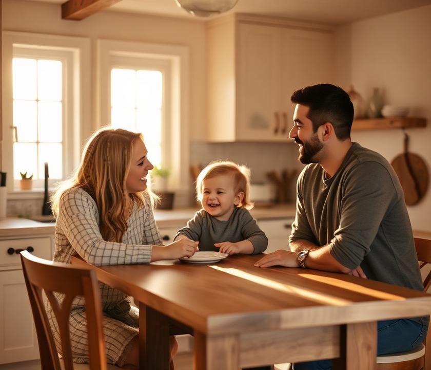 A Colorado family at home in warm natural light